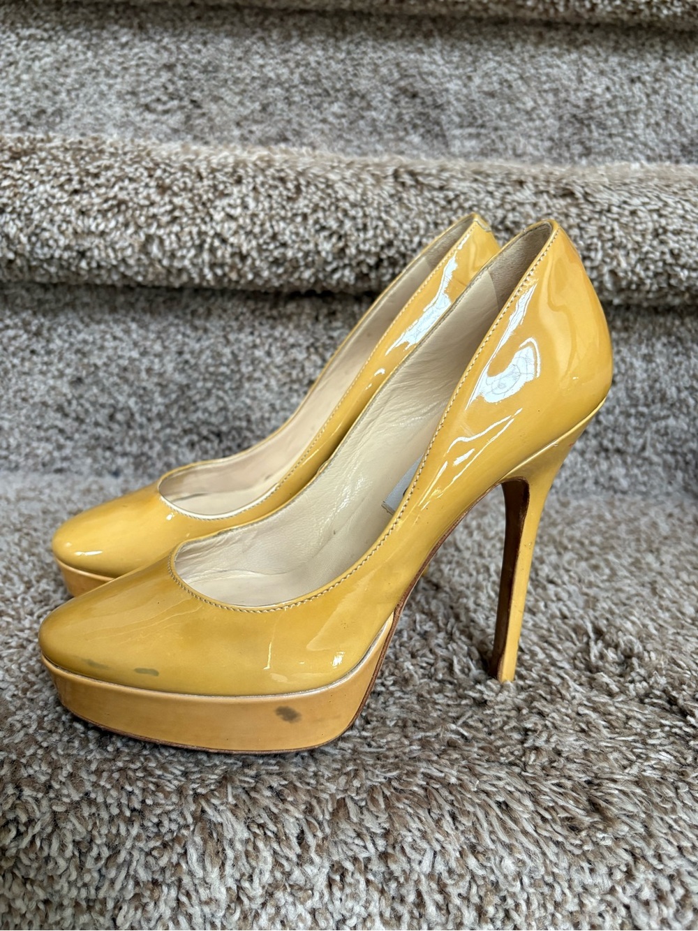 Jimmy Choo Yellow Patent Leather Platform Pumps